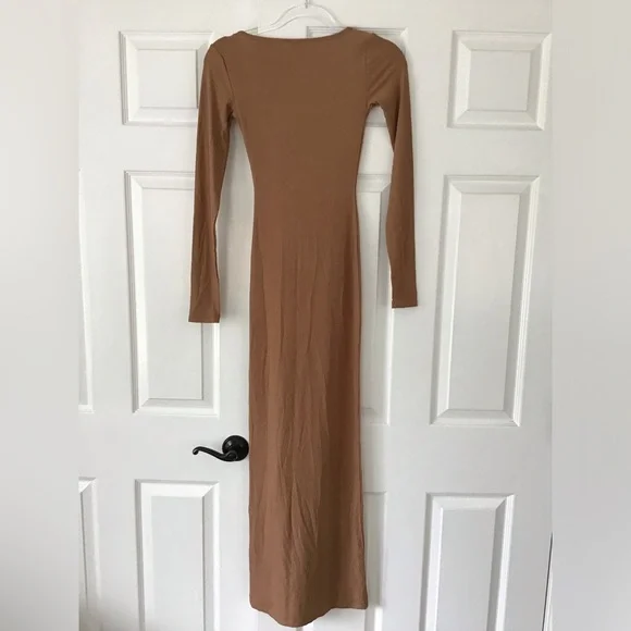SKIMS Soft Lounge Long Sleeve Dress | Brown/Orange | Size XS - Picture 6 of 7